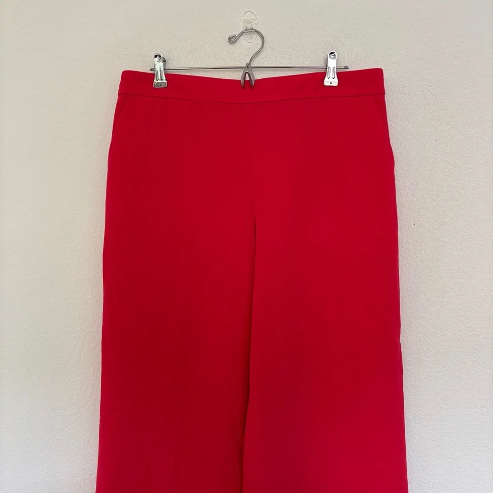 J. Crew Cropped Wide Leg Pull On Pant Red